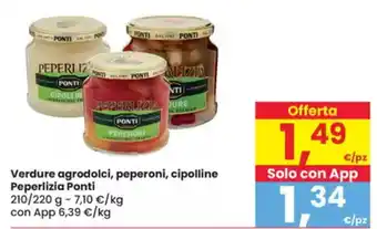 Eurospar Verdure agrodolci, peperoni, cipolline Peperlizia Ponti offerta