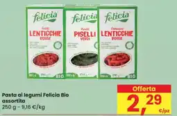 Eurospar Pasta ai legumi Felicia Bio assortita offerta