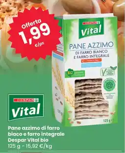 Eurospar Pane azzimo di farro biaco e farro integrale Despar Vital bio offerta