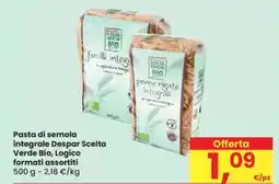 Eurospar Pasta di semola integrale Despar Scelta Verde Bio, Logico formati assortiti offerta