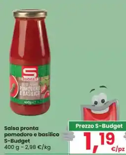 Eurospar Salsa pronta pomodoro e basilico S-Budget offerta