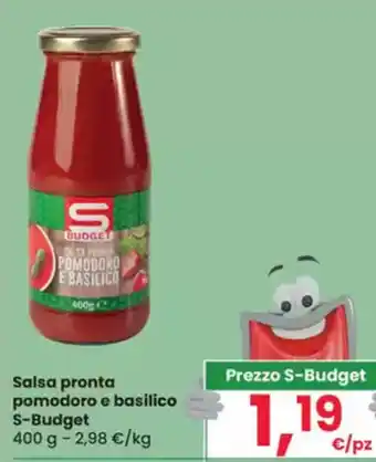 Eurospar Salsa pronta pomodoro e basilico S-Budget offerta