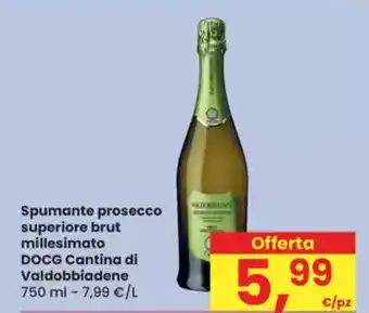 Eurospar Spumante prosecco superiore brut millesimato DOCG Cantina di Valdobbiadene offerta