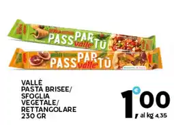 Extra Supermercati Vallé pasta brisee/ sfoglia vegetale/ rettangolare offerta