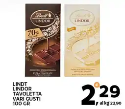 Extra Supermercati Lindt lindor tavoletta vari gusti offerta