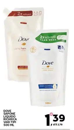 Extra Supermercati Dove sapone liquido ricarica vari tipi offerta