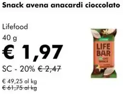 NaturaSì Snack avena anacardi cioccolato Lifefood offerta