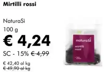 NaturaSì Mirtilli rossi NaturaSi offerta