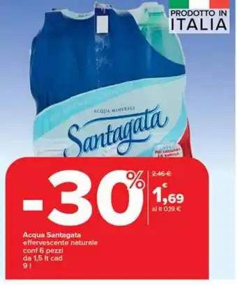 Carrefour Acqua Santagata effervescente naturale offerta