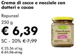 NaturaSì Crema di cocco e nocciole con datteri e cacao Rapunzel offerta