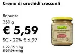 NaturaSì Crema di arachidi croccanti Rapunzel offerta