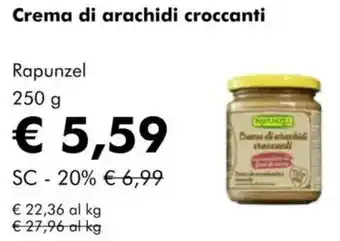 NaturaSì Crema di arachidi croccanti Rapunzel offerta