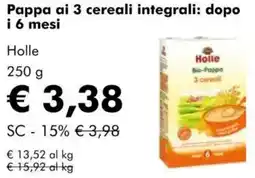 NaturaSì Pappa ai 3 cereali integrali: dopo i 6 mesi Holle offerta