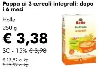 NaturaSì Pappa ai 3 cereali integrali: dopo i 6 mesi Holle offerta