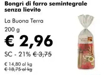 NaturaSì Bongrì di farro semintegrale senza lievito La Buona Terra offerta