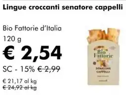 NaturaSì Lingue croccanti senatore cappelli Bio Fattorie d'Italia offerta