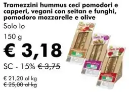 NaturaSì Tramezzini hummus ceci pomodori e capperi Solo lo offerta