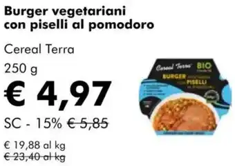 NaturaSì Burger vegetariani con piselli al pomodoro Cereal Terra offerta