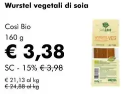 NaturaSì Wurstel vegetali di soia Così Bio offerta