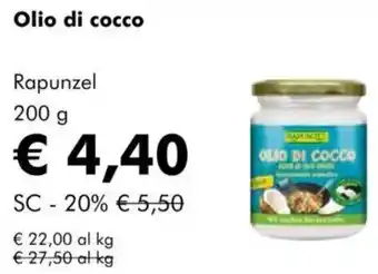 NaturaSì Olio di cocco Rapunzel offerta