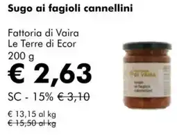 NaturaSì Sugo ai fagioli cannellini Fattoria di Vaira Le Terre di Ecor offerta