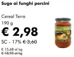 NaturaSì Sugo ai funghi porcini Cereal Terra offerta