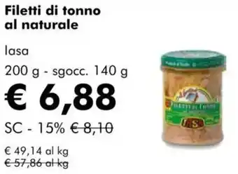 NaturaSì Filetti di tonno al naturale lasa offerta