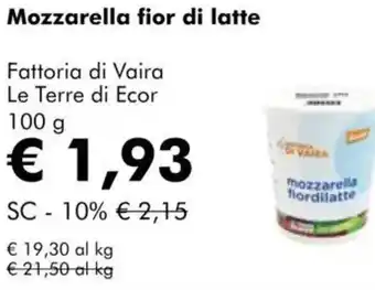 NaturaSì Mozzarella fior di latte Fattoria di Vaira Le Terre di Ecor offerta