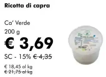 NaturaSì Ricotta di capra Ca' Verde offerta