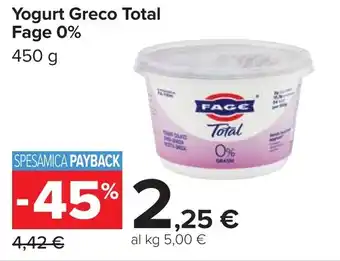 Carrefour Yogurt Greco Total Fage 0% offerta