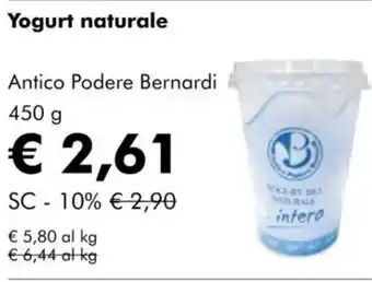 NaturaSì Yogurt naturale Antico Podere Bernardi offerta