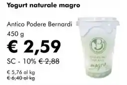 NaturaSì Yogurt naturale magro Antico Podere Bernardi offerta