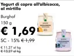 NaturaSì Yogurt di capra all'albicocca, al mirtillo Burghof offerta