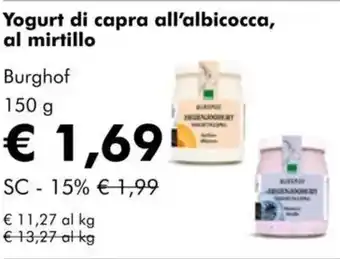 NaturaSì Yogurt di capra all'albicocca, al mirtillo Burghof offerta