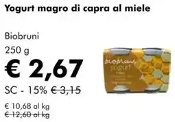 NaturaSì Yogurt magro di capra al miele Biobruni offerta