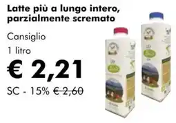 NaturaSì Latte più a lungo intero, parzialmente scremato Cansiglio offerta