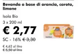 NaturaSì Bevanda a base di arancia, carota, limone Isola Bio offerta