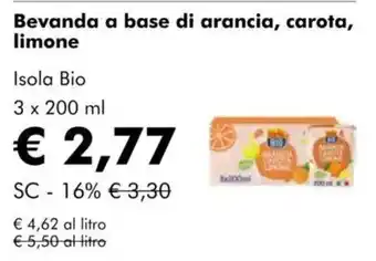 NaturaSì Bevanda a base di arancia, carota, limone Isola Bio offerta