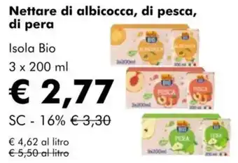 NaturaSì Nettare di albicocca, di pesca, di pera Isola Bio offerta