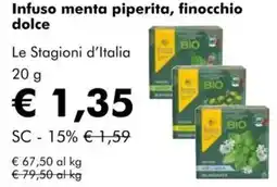 NaturaSì Infuso menta piperita, finocchio dolce le stagioni d'italia offerta