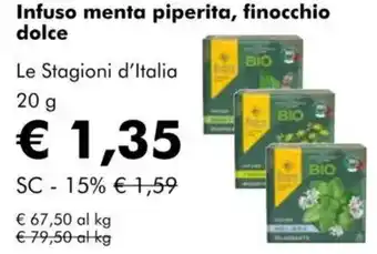 NaturaSì Infuso menta piperita, finocchio dolce le stagioni d'italia offerta