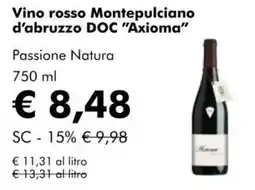 NaturaSì Vino rosso Montepulciano d'abruzzo DOC "Axioma" Passione Natura offerta