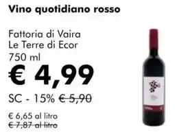 NaturaSì Vino quotidiano rosso fattoria di vaira le terre di ecor offerta