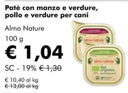 NaturaSì Patè con manzo e verdure, pollo e verdure per cani Almo Nature offerta