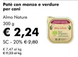 NaturaSì Patè con manzo e verdure per cani almo nature offerta