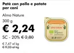 NaturaSì Patè con pollo e patate per cani Almo Nature offerta