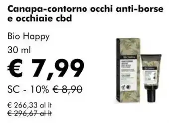 NaturaSì Canapa-contorno occhi anti-borse e occhiaie cbd Bio Happy offerta