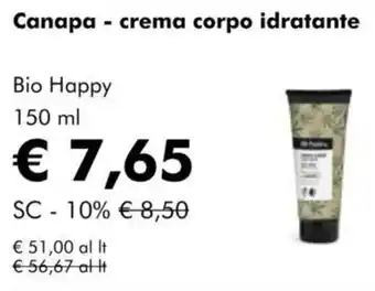 NaturaSì Canapa - crema corpo idratante Bio Happy offerta