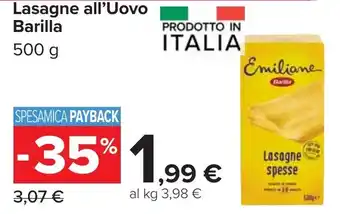 Carrefour Lasagne all'Uovo Barilla offerta