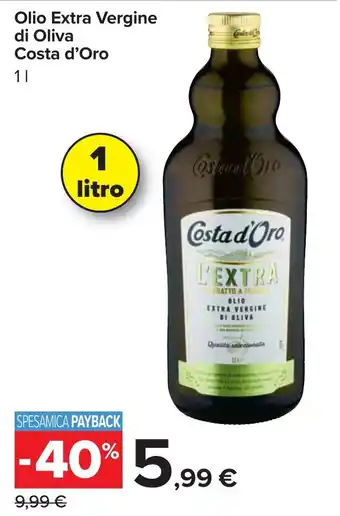 Carrefour Olio Extra Vergine di Oliva Costa d'Oro offerta